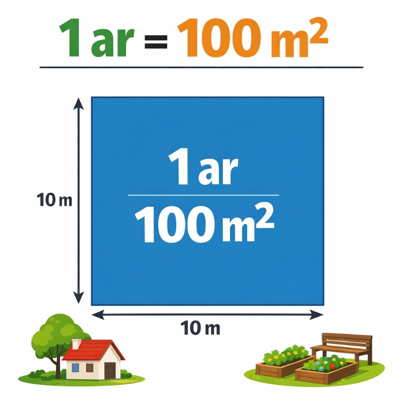 1 ar ile to m2 - infografika