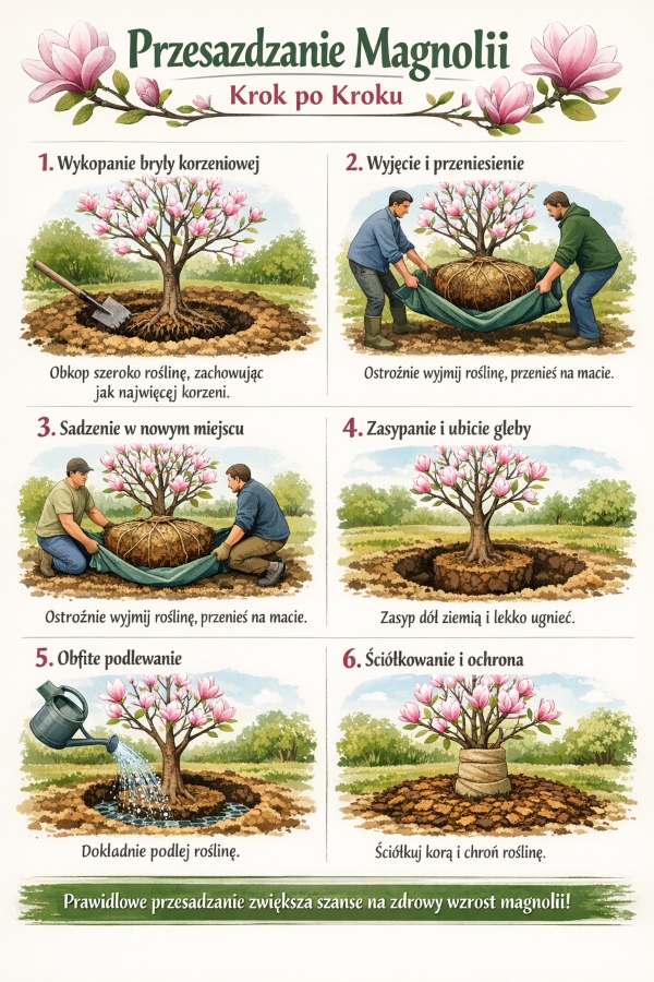 jak przesadzić magnolie krok po korku