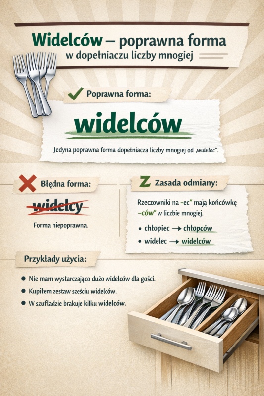 widelców czy widelcy - infografika