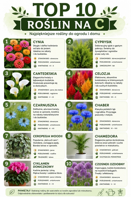 rośliny na c - infografika