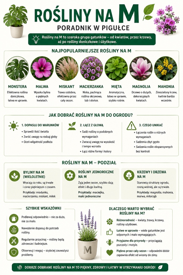 rośliny na m - infografika