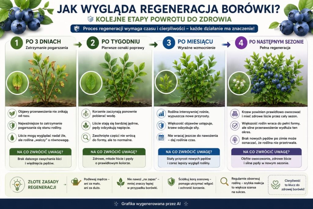 jak wygląda regeneracja borówki - objawy