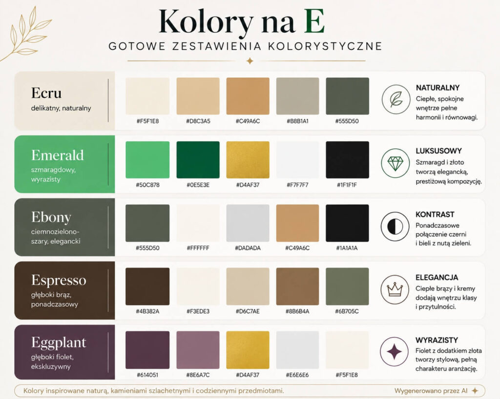 kolory na e - zestawienie kolorystyczne
