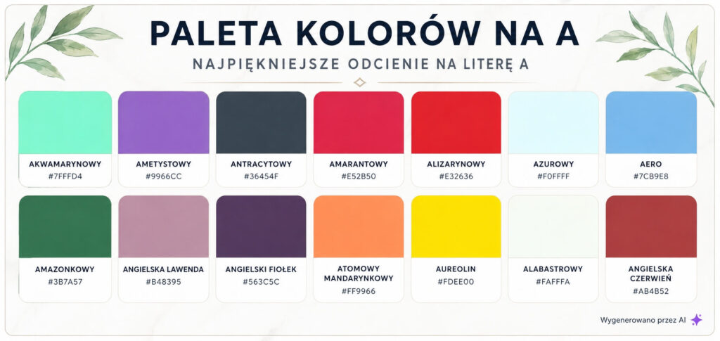 kolory na a - paleta kolorów