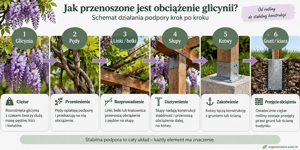 jak przenoszone jest obciążenie glicynii - infografika