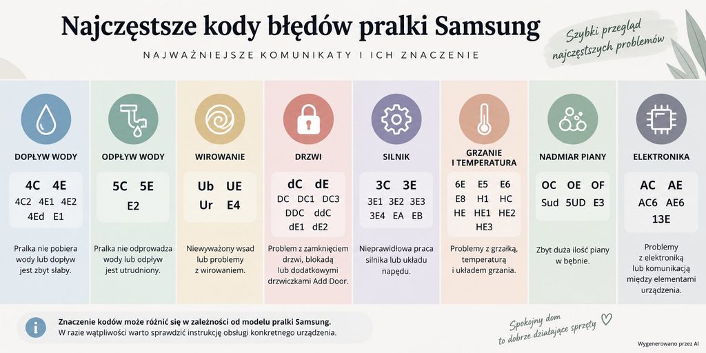 najpopularniejsze kody błędów pralki Samsung