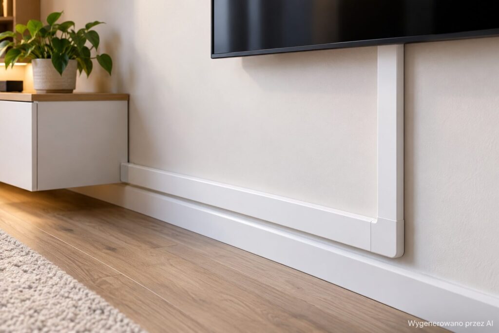 jak ukryć kable od tv - maskownica na ścianie