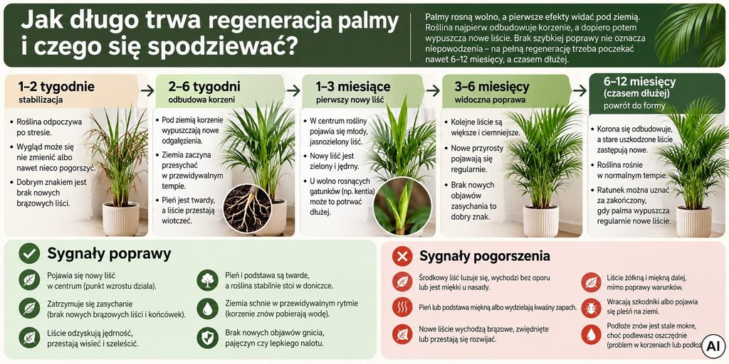 jak długo trwa regeneracja palmy - infografika
